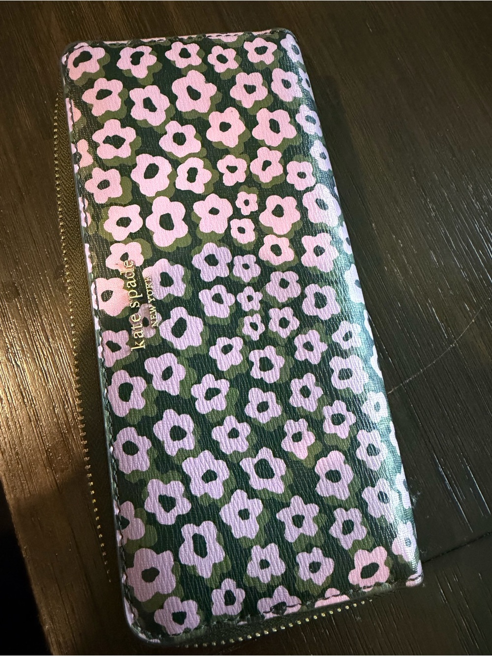 kate spade Green & Pink Floral Zip Around Wallet